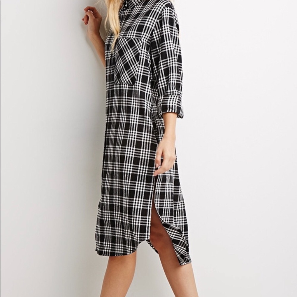 F21 Black & White Flannel Dress